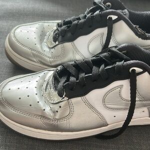 Nike Air Force One Silver and Black Modern Sneakers
